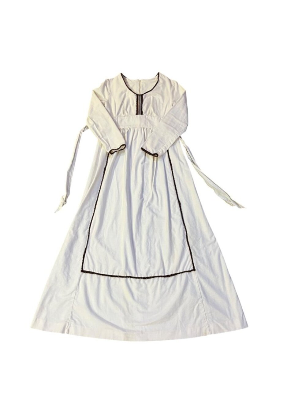 Vintage Prairie Maxi Dress Used Womens Small Cream Brown Boho - Picture 3 of 16